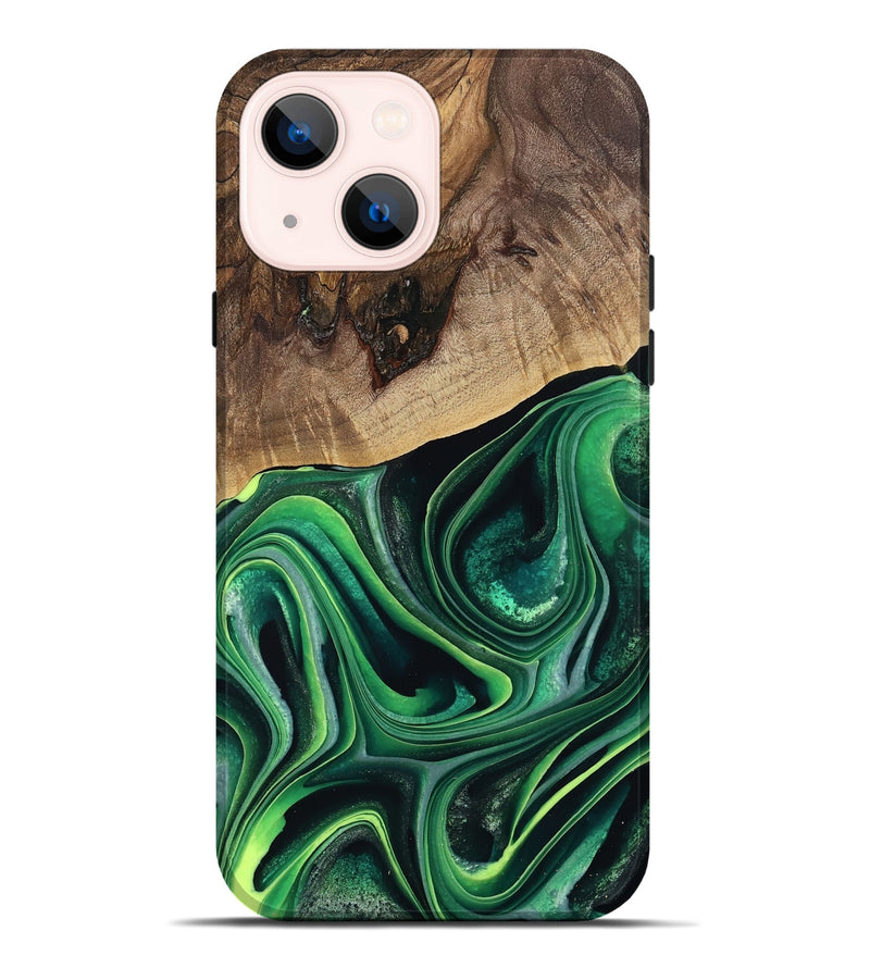 iPhone 14 Plus Wood Live Edge Phone Case - West (Green, 746022)