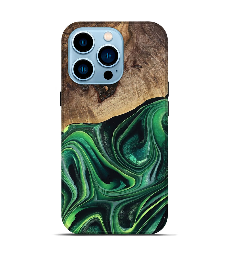 iPhone 14 Pro Wood Live Edge Phone Case - West (Green, 746022)