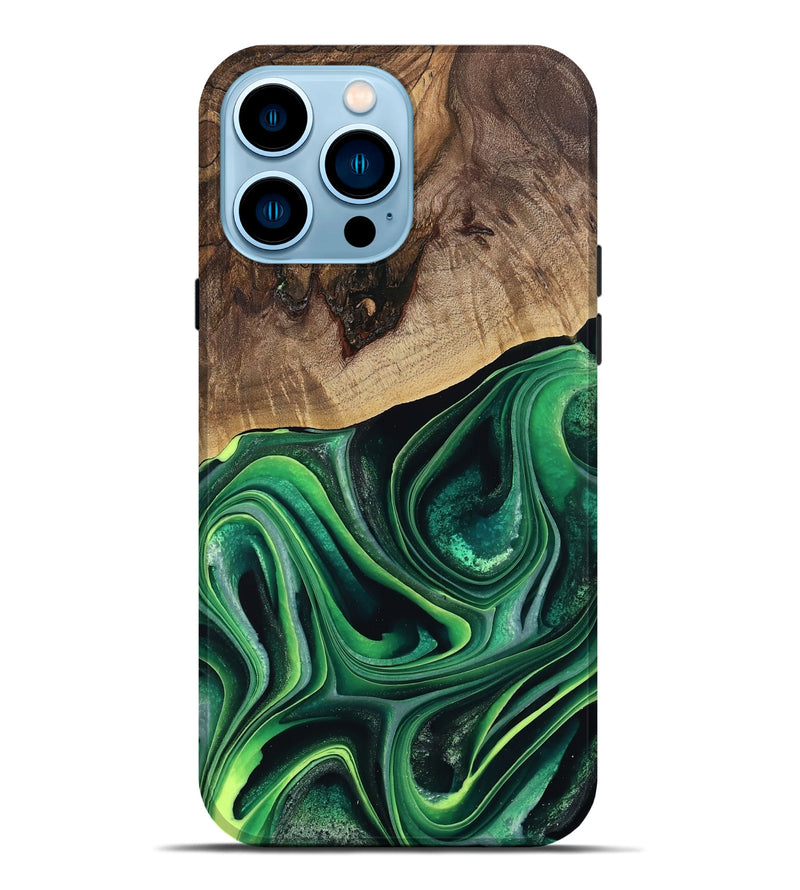 iPhone 14 Pro Max Wood Live Edge Phone Case - West (Green, 746022)