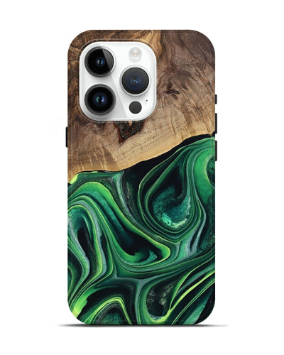 iPhone 15 Pro Wood Live Edge Phone Case - West (Green, 746022)