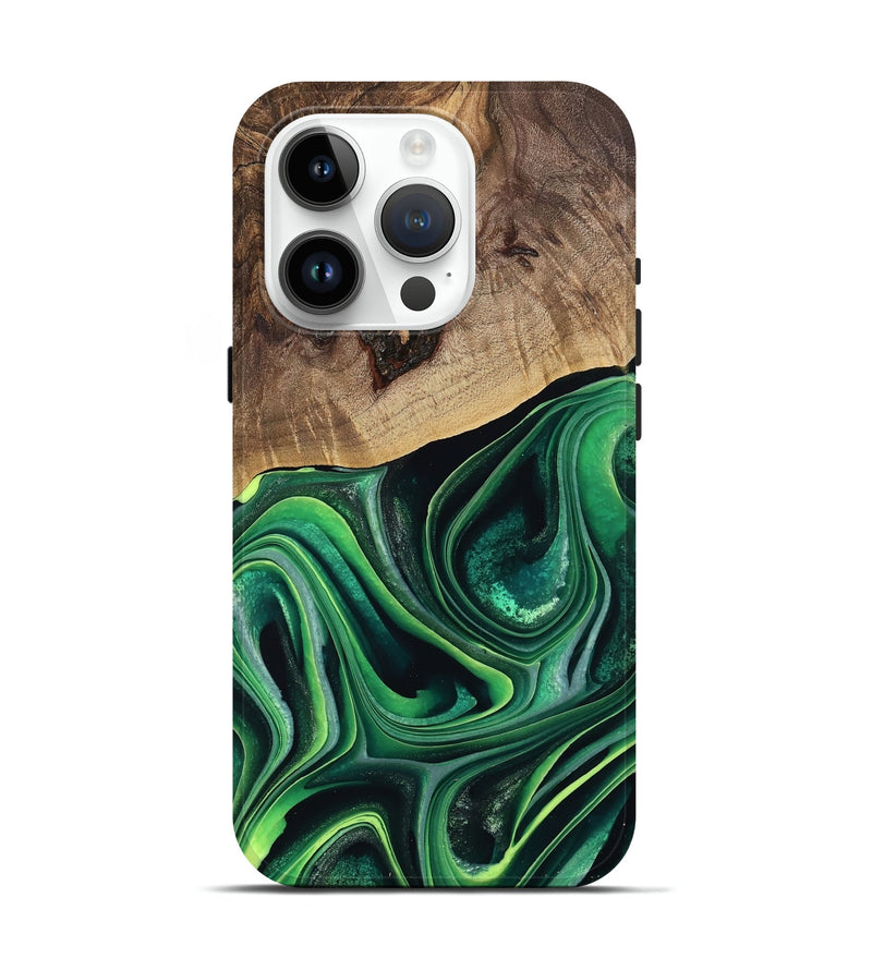 iPhone 15 Pro Wood Live Edge Phone Case - West (Green, 746022)