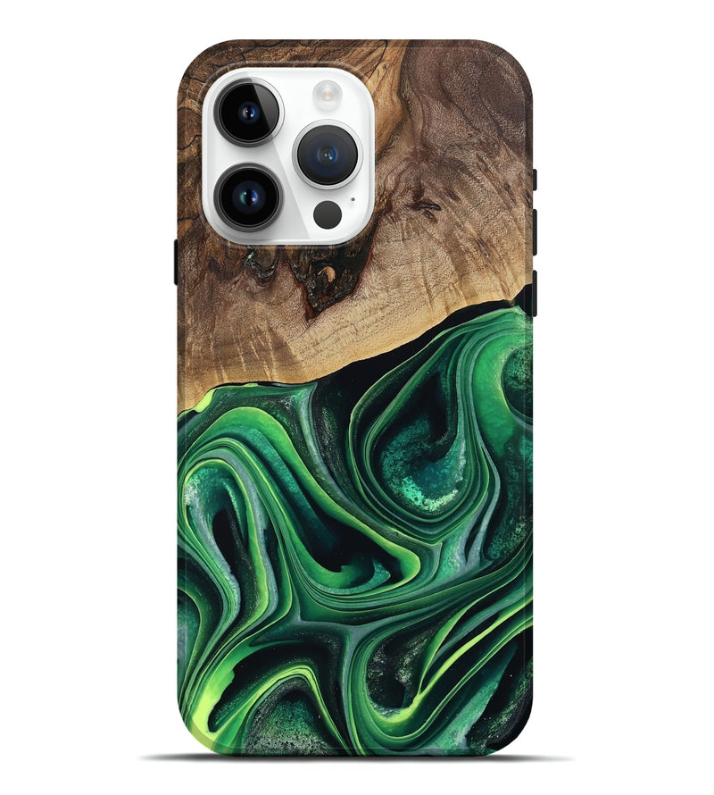 iPhone 15 Pro Max Wood Live Edge Phone Case - West (Green, 746022)