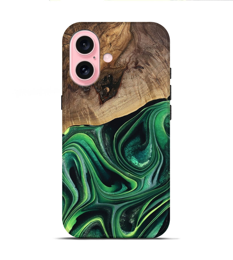 iPhone 16 Wood Live Edge Phone Case - West (Green, 746022)