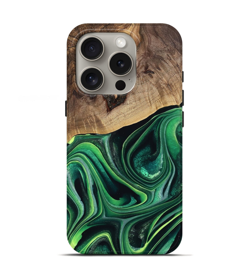 iPhone 16 Pro Wood Live Edge Phone Case - West (Green, 746022)