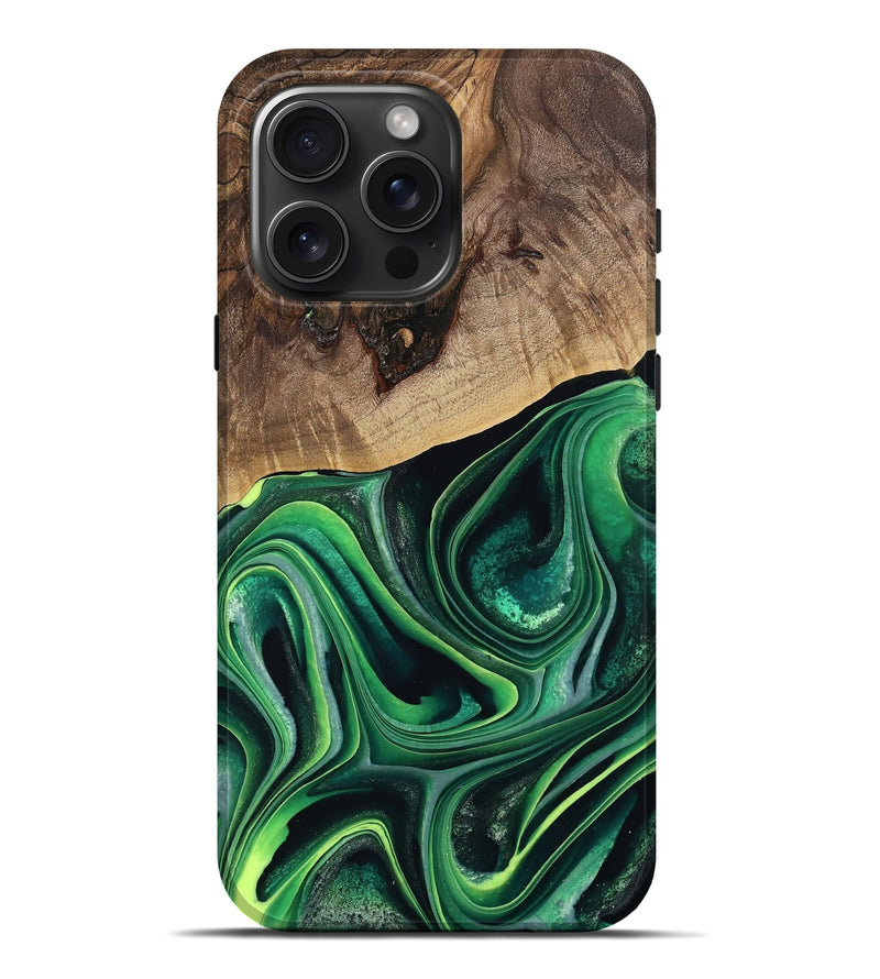 iPhone 16 Pro Max Wood Live Edge Phone Case - West (Green, 746022)