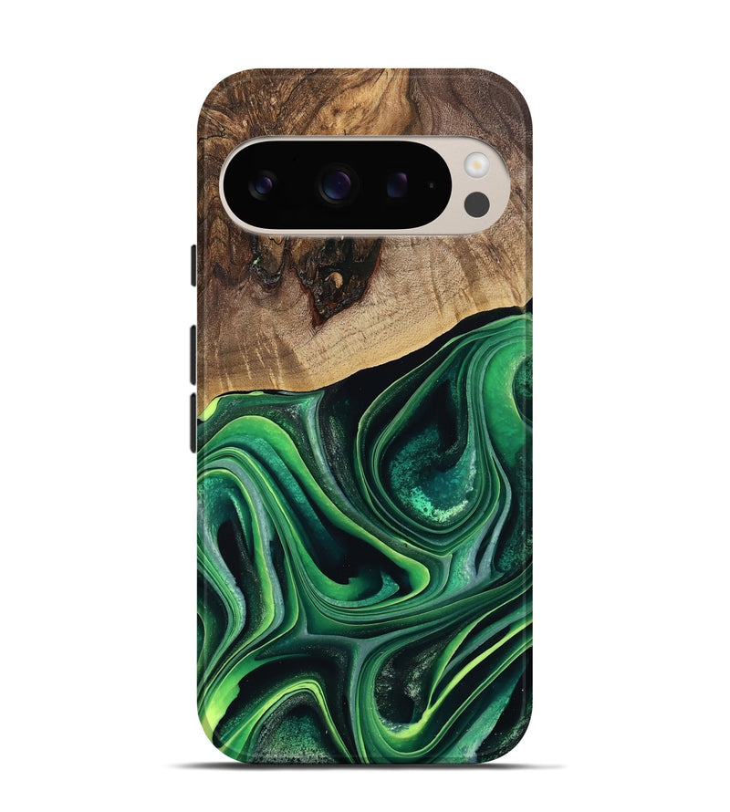 Pixel 9 Wood Live Edge Phone Case - West (Green, 746022)