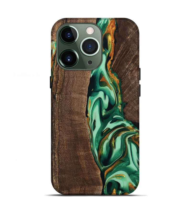 iPhone 13 Pro Wood Live Edge Phone Case - Juniper (Green, 746023)