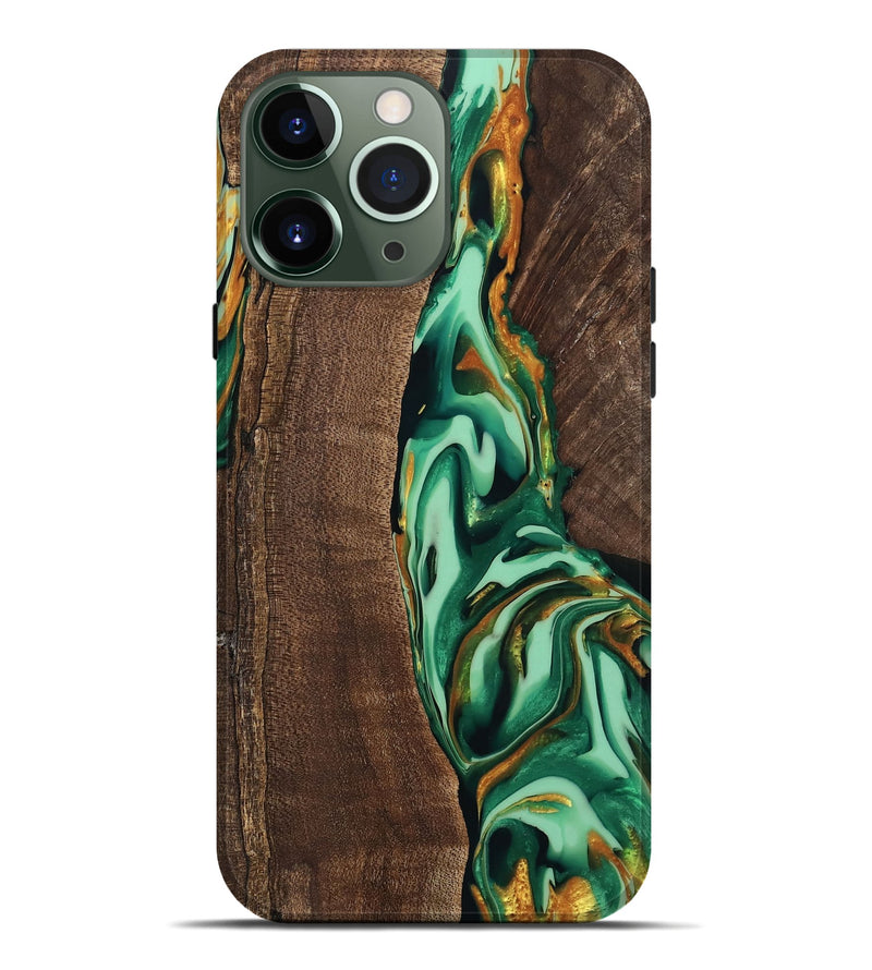 iPhone 13 Pro Max Wood Live Edge Phone Case - Juniper (Green, 746023)