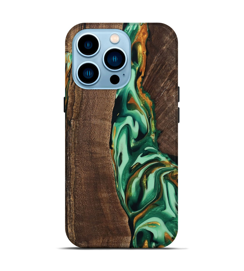 iPhone 14 Pro Wood Live Edge Phone Case - Juniper (Green, 746023)