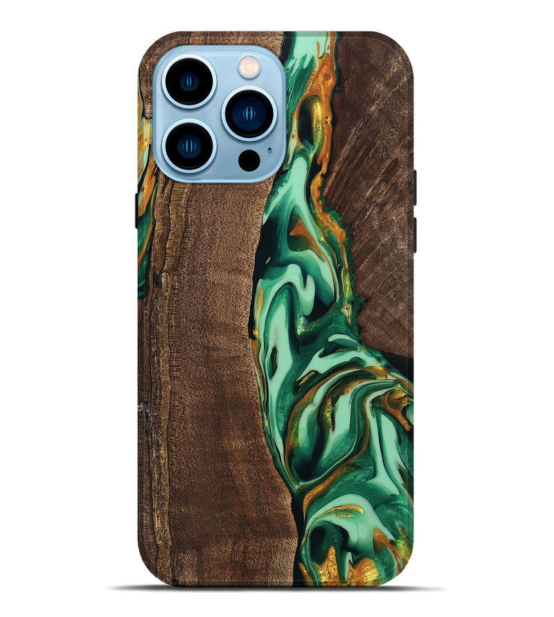 iPhone 14 Pro Max Wood Live Edge Phone Case - Juniper (Green, 746023)