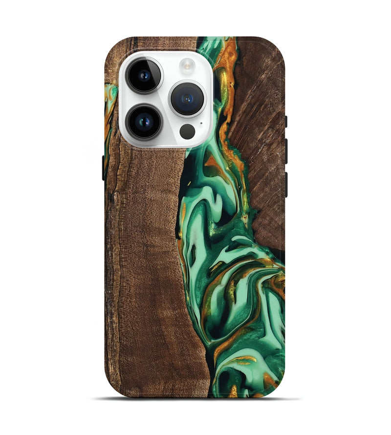 iPhone 15 Pro Wood Live Edge Phone Case - Juniper (Green, 746023)