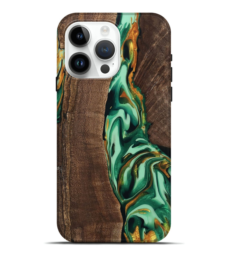 iPhone 15 Pro Max Wood Live Edge Phone Case - Juniper (Green, 746023)