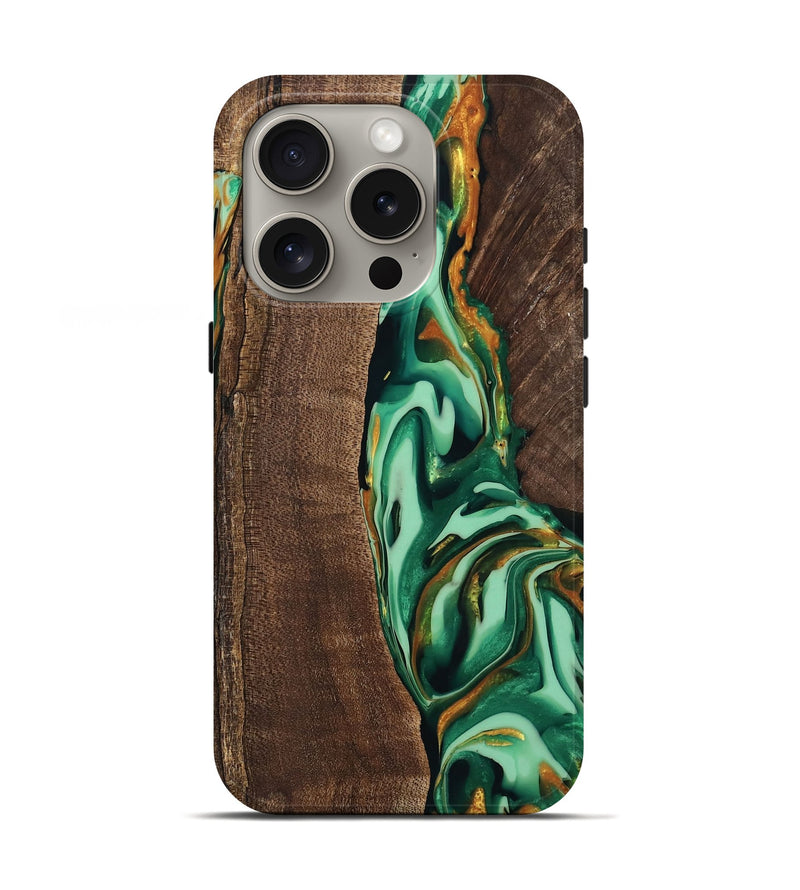 iPhone 16 Pro Wood Live Edge Phone Case - Juniper (Green, 746023)