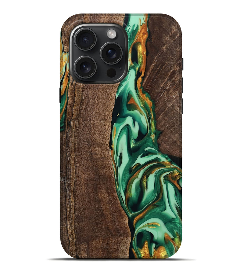 iPhone 16 Pro Max Wood Live Edge Phone Case - Juniper (Green, 746023)