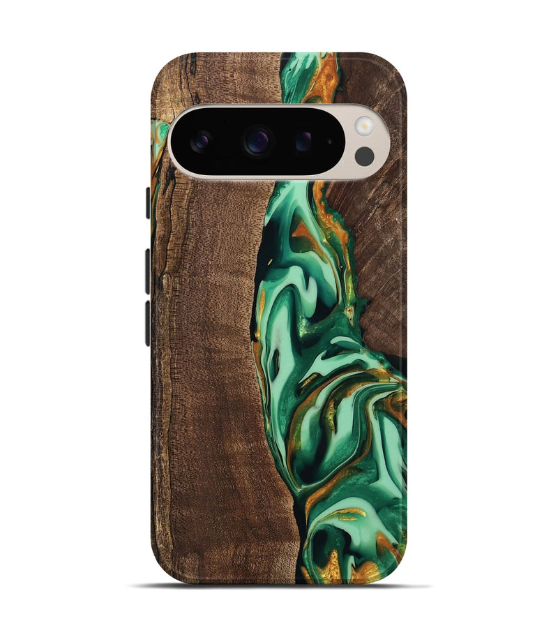 Pixel 9 Wood Live Edge Phone Case - Juniper (Green, 746023)