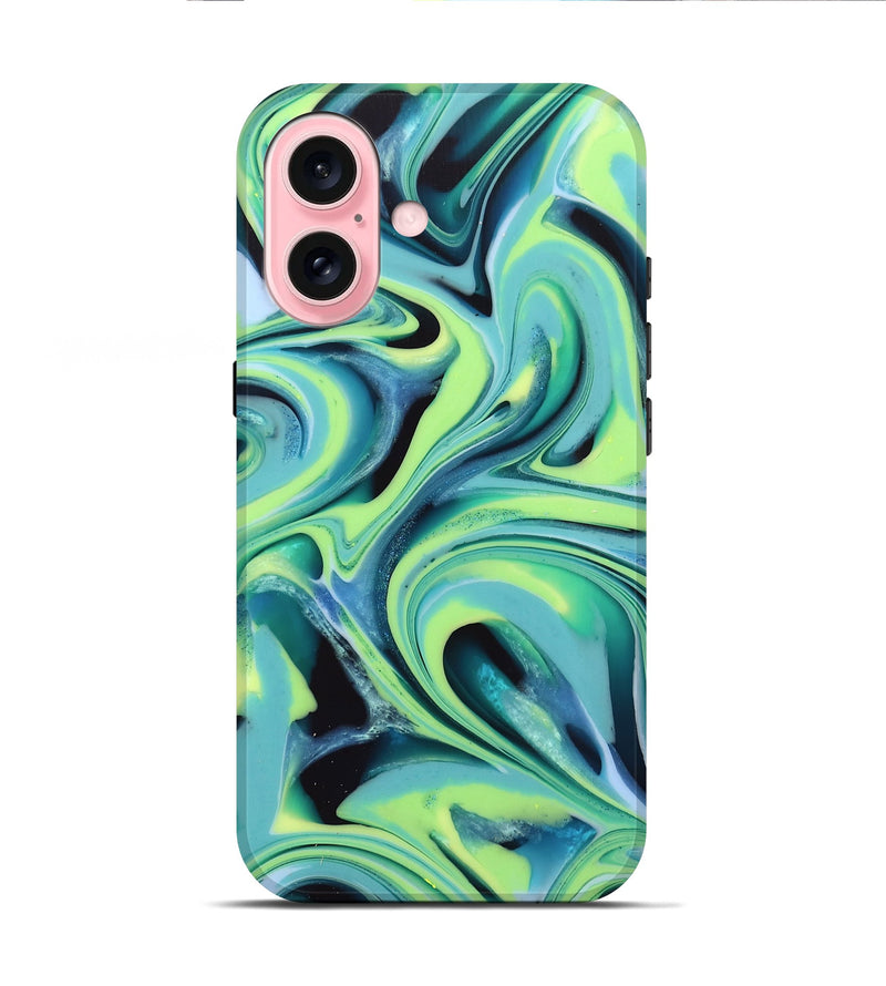 iPhone 16 ResinArt Live Edge Phone Case - Jo (Green, 746024)