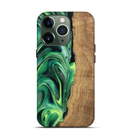 iPhone 13 Pro Wood Live Edge Phone Case - Zaid (Green, 746025)