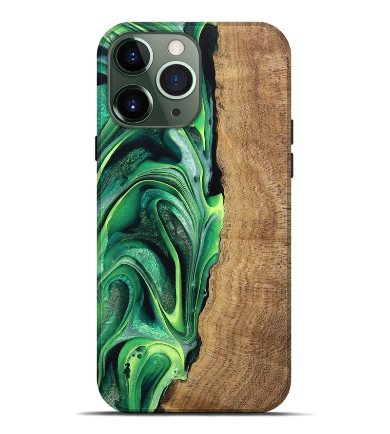 iPhone 13 Pro Max Wood Live Edge Phone Case - Zaid (Green, 746025)