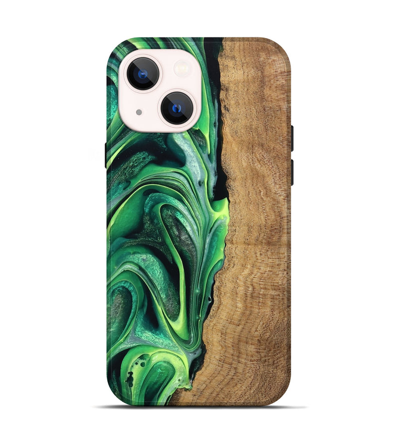 iPhone 14 Wood Live Edge Phone Case - Zaid (Green, 746025)