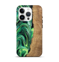 iPhone 15 Pro Wood Live Edge Phone Case - Zaid (Green, 746025)