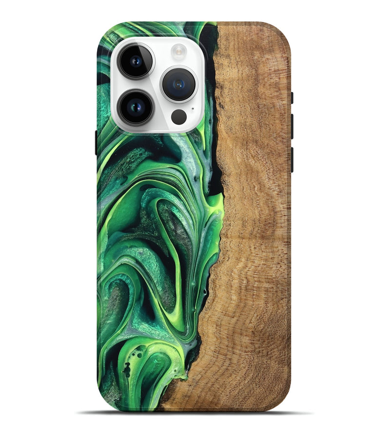 iPhone 15 Pro Max Wood Live Edge Phone Case - Zaid (Green, 746025)