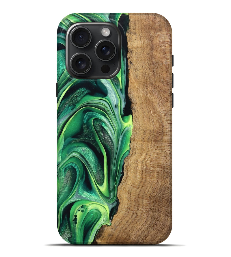 iPhone 16 Pro Max Wood Live Edge Phone Case - Zaid (Green, 746025)