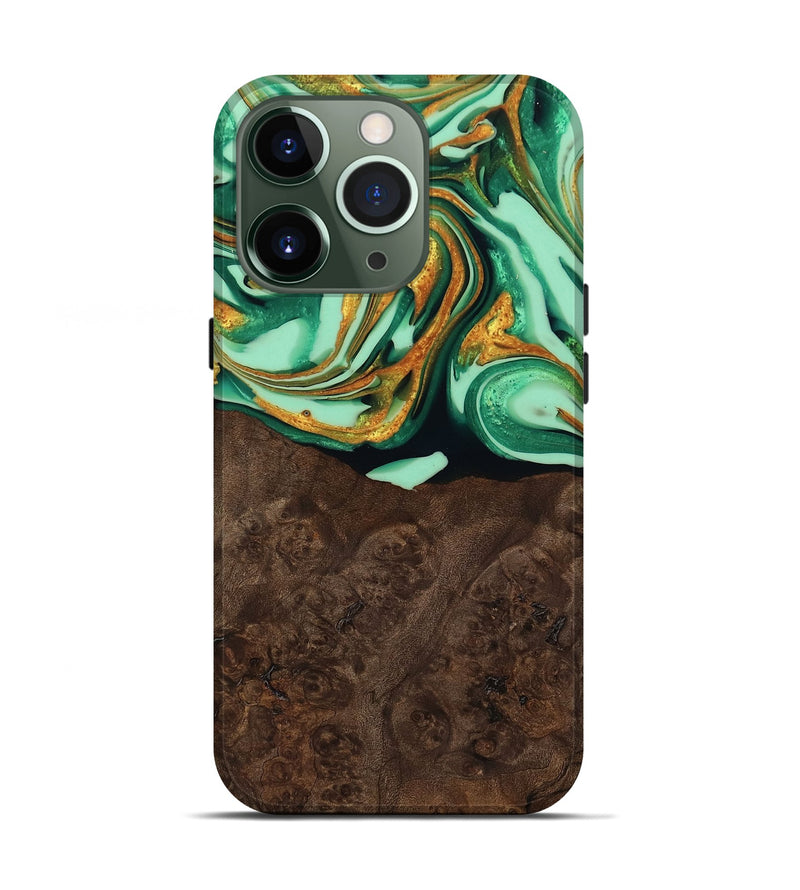 iPhone 13 Pro Wood Live Edge Phone Case - Saul (Green, 746026)