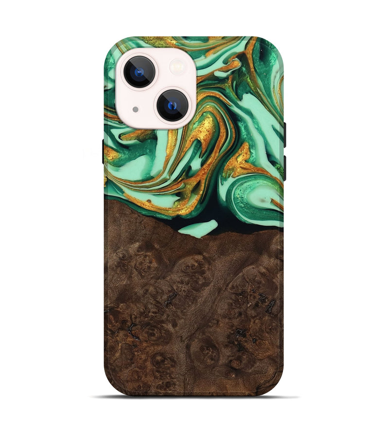 iPhone 14 Wood Live Edge Phone Case - Saul (Green, 746026)