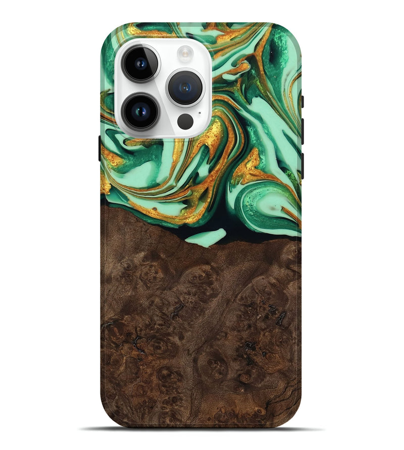 iPhone 15 Pro Max Wood Live Edge Phone Case - Saul (Green, 746026)