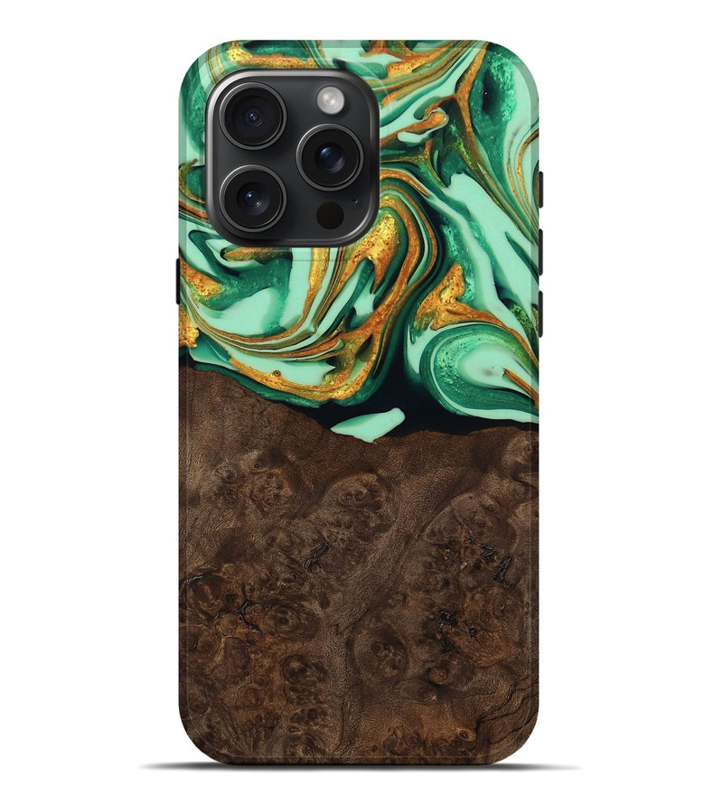 iPhone 16 Pro Max Wood Live Edge Phone Case - Saul (Green, 746026)