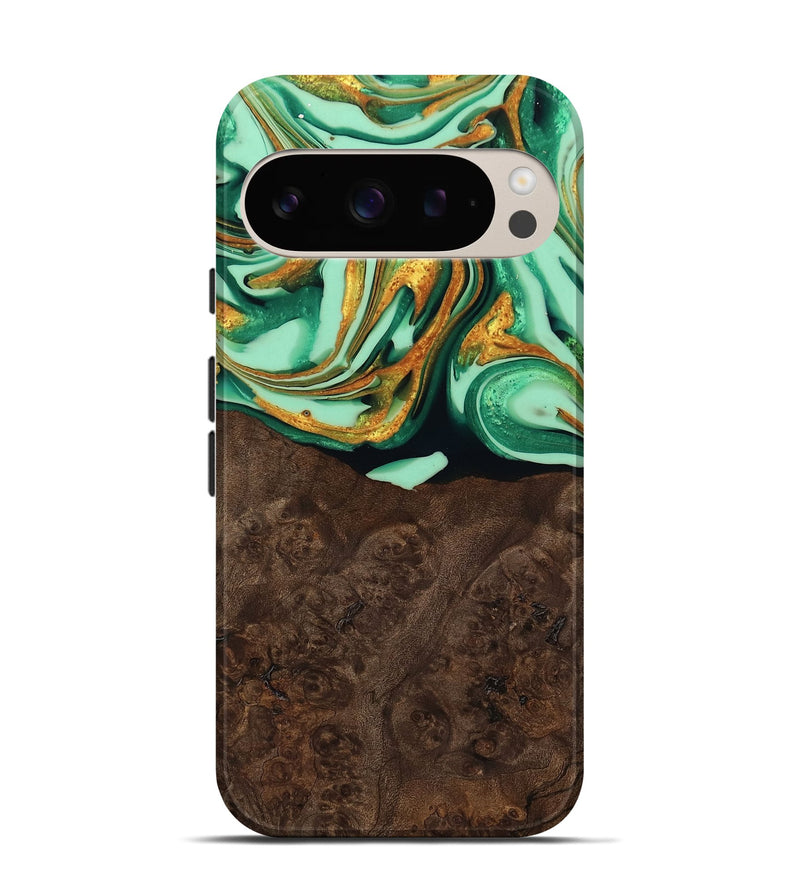 Pixel 9 Wood Live Edge Phone Case - Saul (Green, 746026)