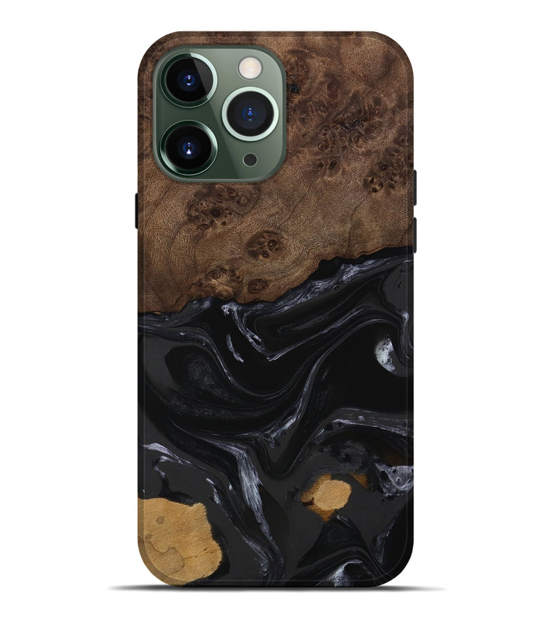 iPhone 13 Pro Max Wood Live Edge Phone Case - Alani (Black & White, 746027)