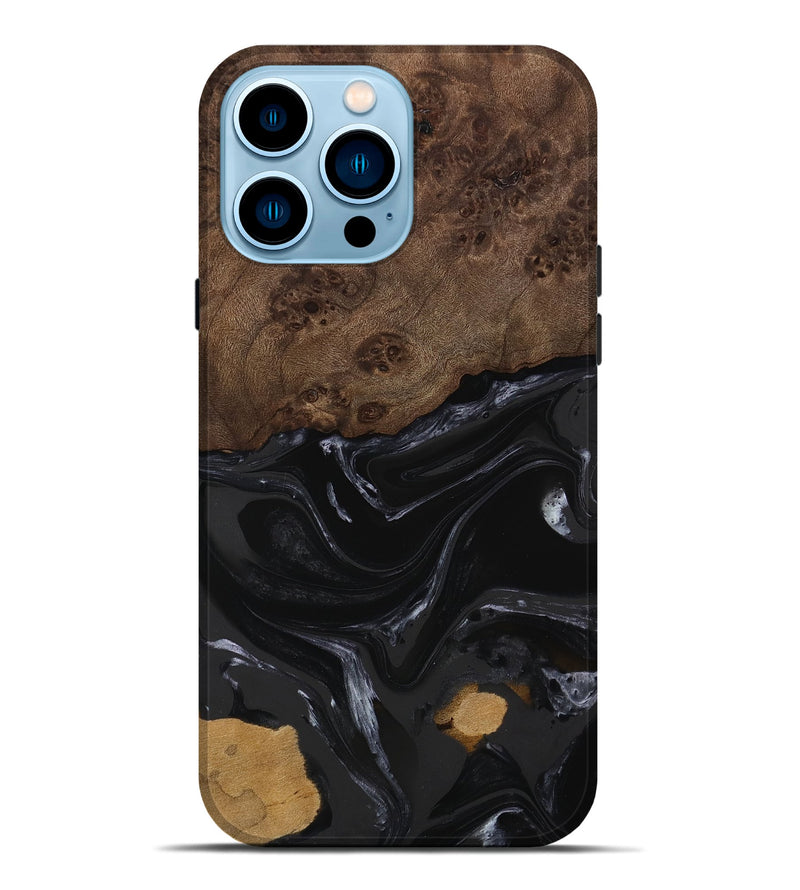 iPhone 14 Pro Max Wood Live Edge Phone Case - Alani (Black & White, 746027)