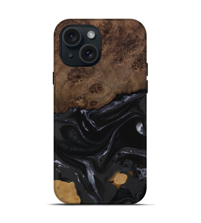 iPhone 15 Wood Live Edge Phone Case - Alani (Black & White, 746027)