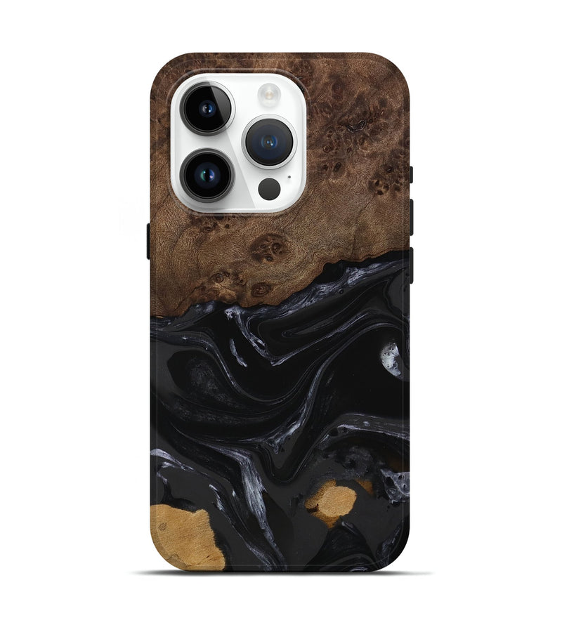 iPhone 15 Pro Wood Live Edge Phone Case - Alani (Black & White, 746027)