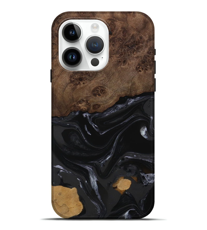 iPhone 15 Pro Max Wood Live Edge Phone Case - Alani (Black & White, 746027)