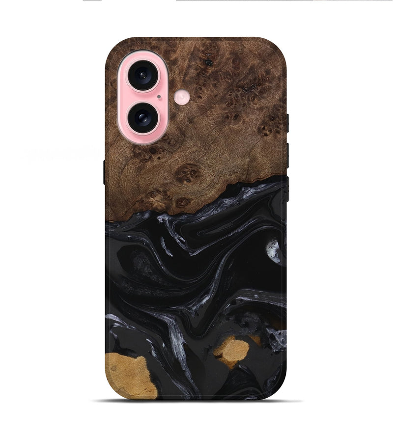 iPhone 16 Wood Live Edge Phone Case - Alani (Black & White, 746027)