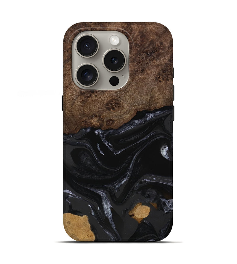 iPhone 16 Pro Wood Live Edge Phone Case - Alani (Black & White, 746027)