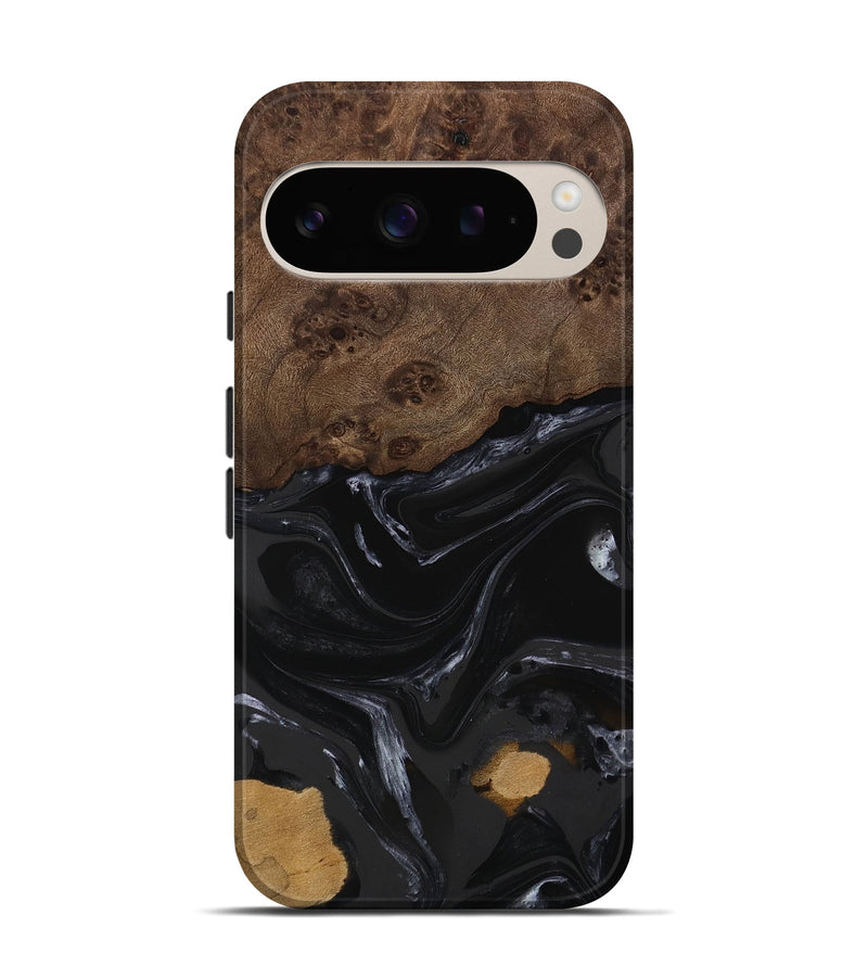 Pixel 9 Pro Wood Live Edge Phone Case - Alani (Black & White, 746027)