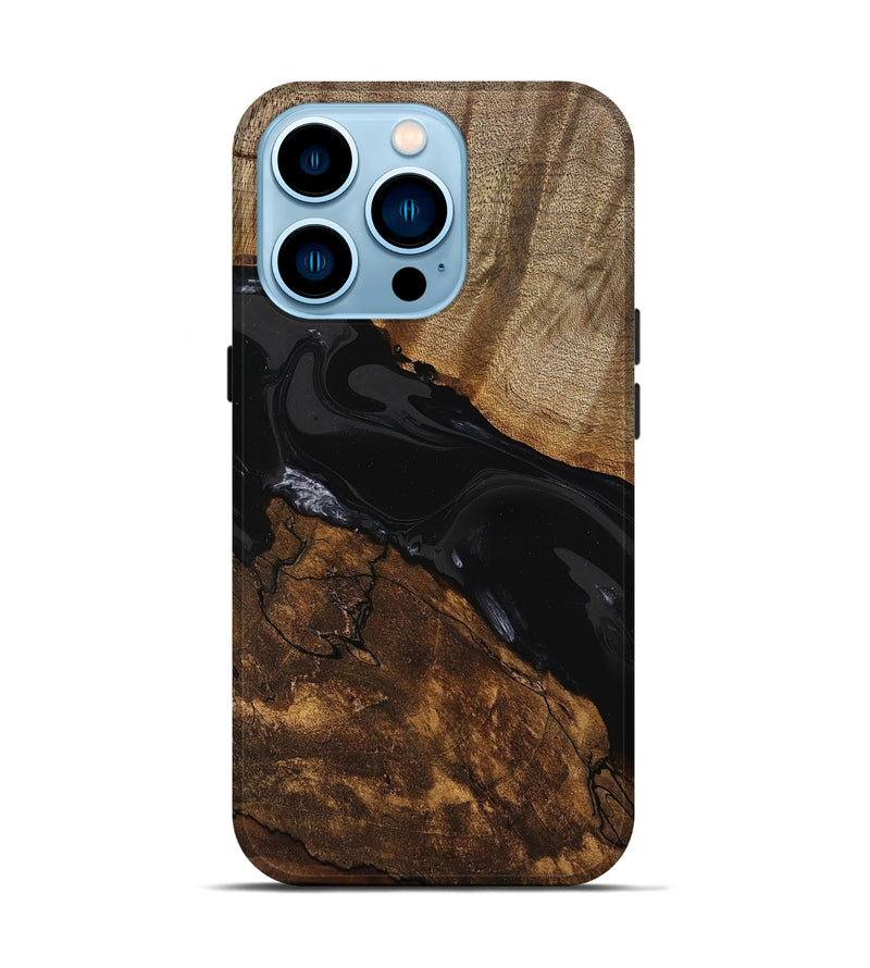 iPhone 14 Pro Wood Live Edge Phone Case - Durward (Black & White, 746028)