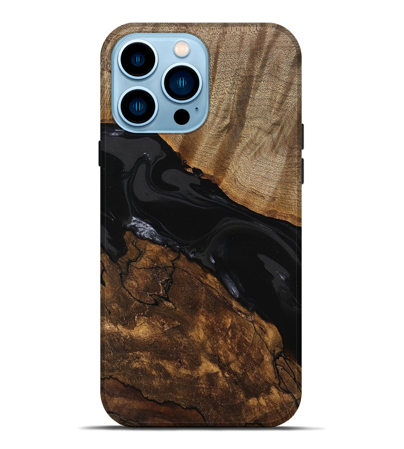 iPhone 14 Pro Max Wood Live Edge Phone Case - Durward (Black & White, 746028)