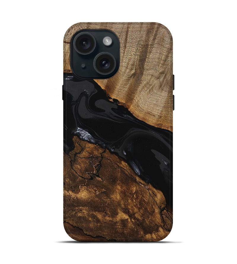 iPhone 15 Wood Live Edge Phone Case - Durward (Black & White, 746028)