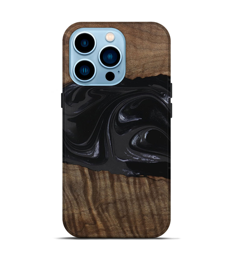 iPhone 14 Pro Wood Live Edge Phone Case - Elinor (Black & White, 746029)