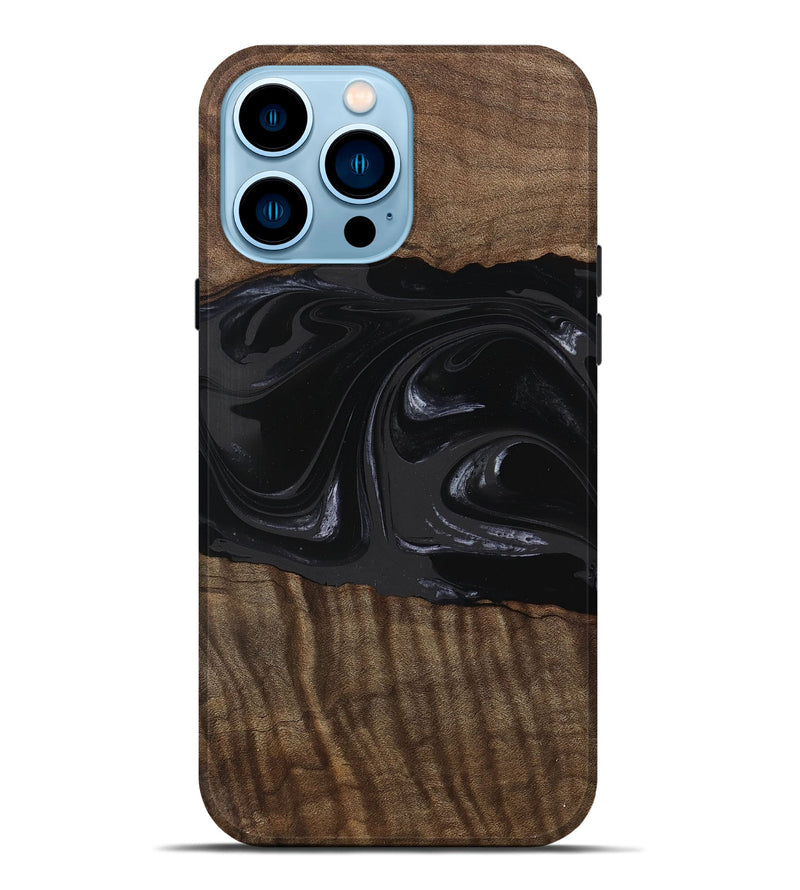 iPhone 14 Pro Max Wood Live Edge Phone Case - Elinor (Black & White, 746029)