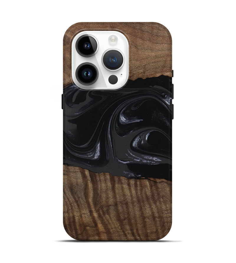 iPhone 15 Pro Wood Live Edge Phone Case - Elinor (Black & White, 746029)