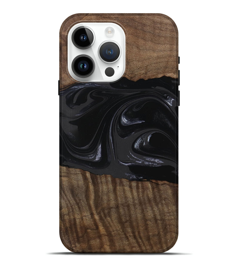 iPhone 15 Pro Max Wood Live Edge Phone Case - Elinor (Black & White, 746029)