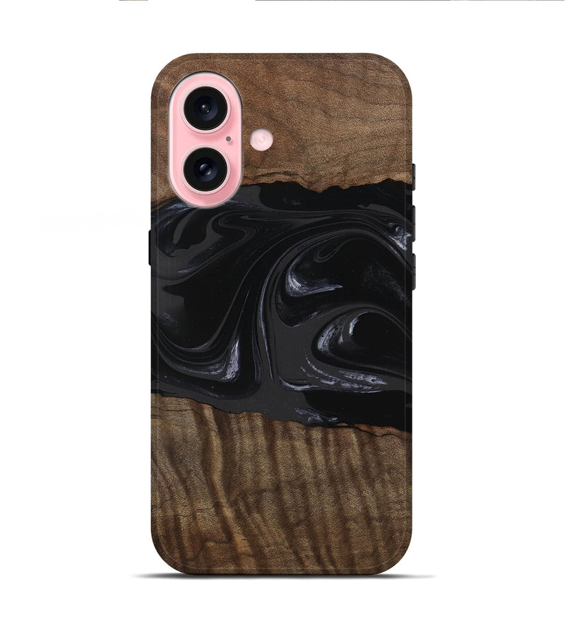 iPhone 16 Wood Live Edge Phone Case - Elinor (Black & White, 746029)