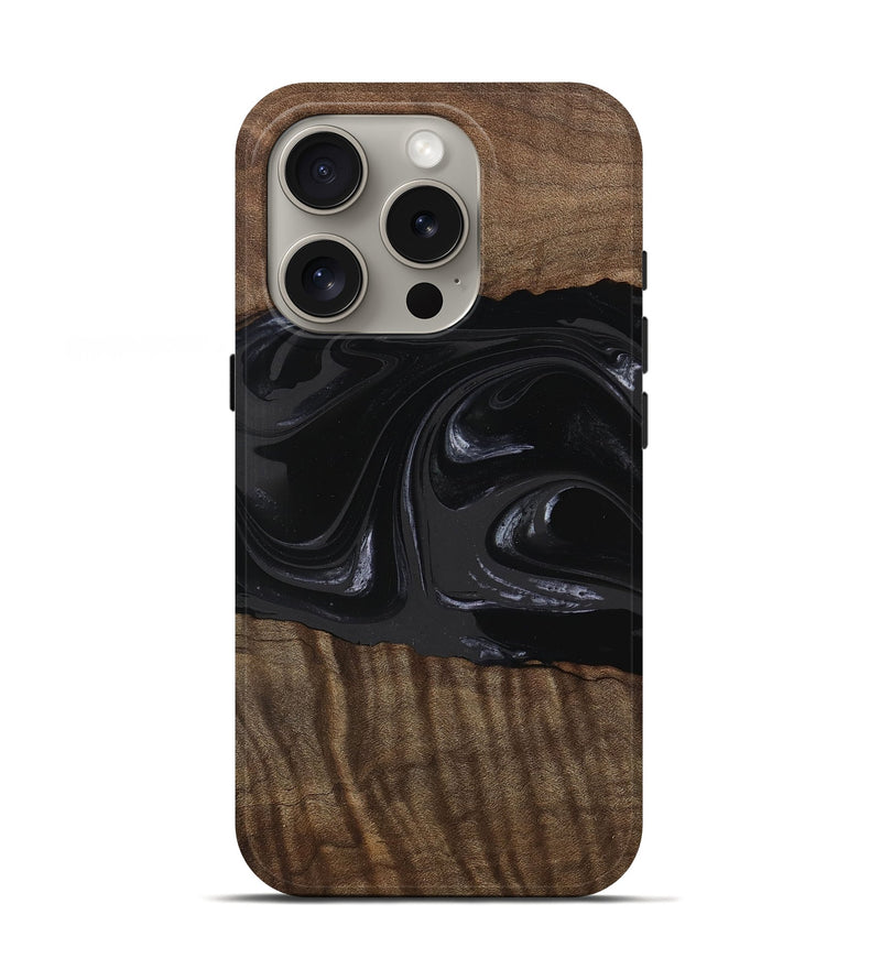 iPhone 16 Pro Wood Live Edge Phone Case - Elinor (Black & White, 746029)