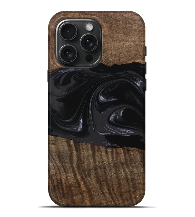 iPhone 16 Pro Max Wood Live Edge Phone Case - Elinor (Black & White, 746029)