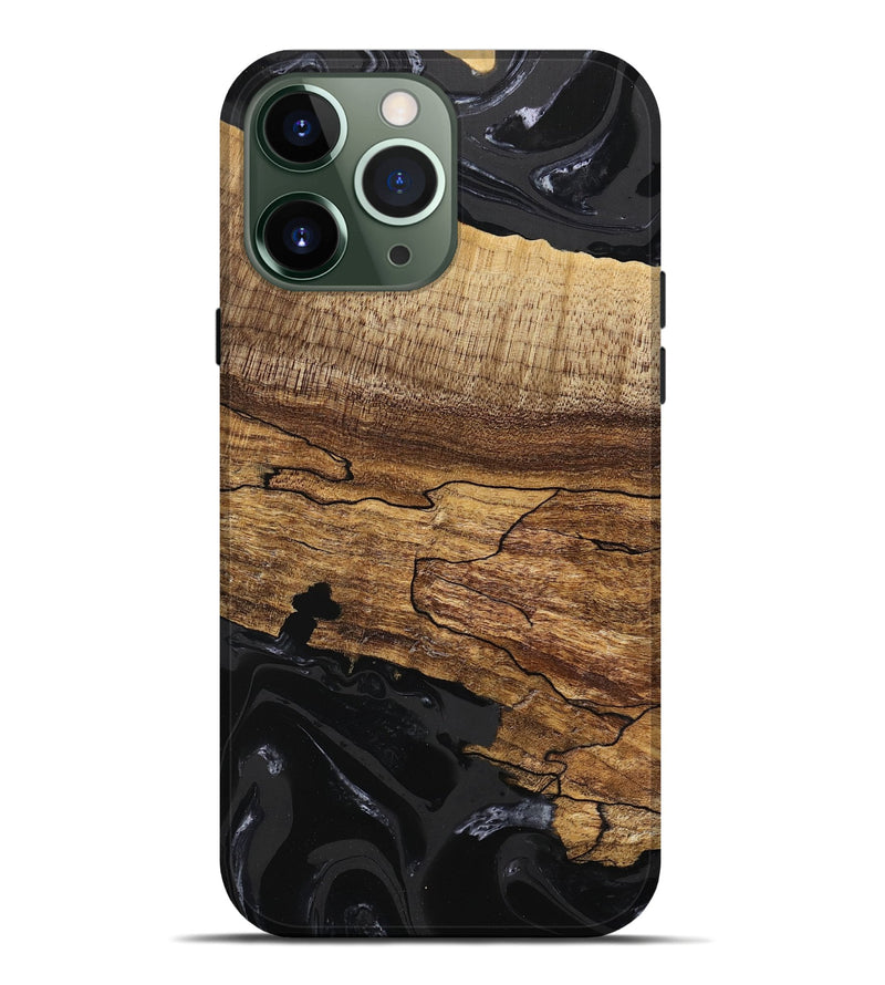 iPhone 13 Pro Max Wood Live Edge Phone Case - Tiara (Black & White, 746030)